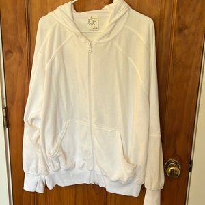 Aerie white zip up sweatshirt